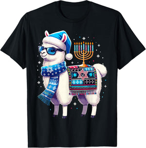 Hanukkah Llama Alpaca Chanukah T-Shirt - T-Shirt | Black