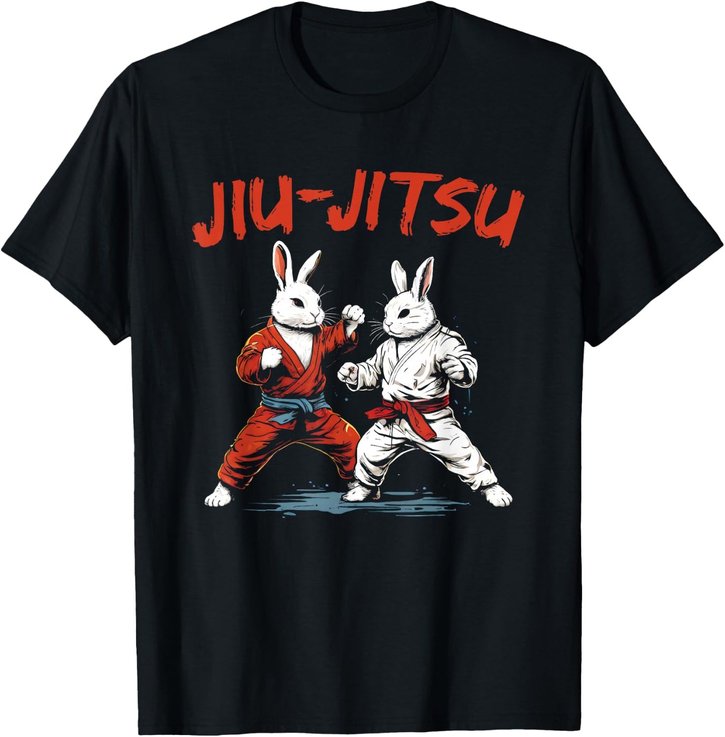 Jiu-Jitsu Bunnies - Vintage Martial Arts Rabbit Lover T-Shirt - T-Shirt | Black
