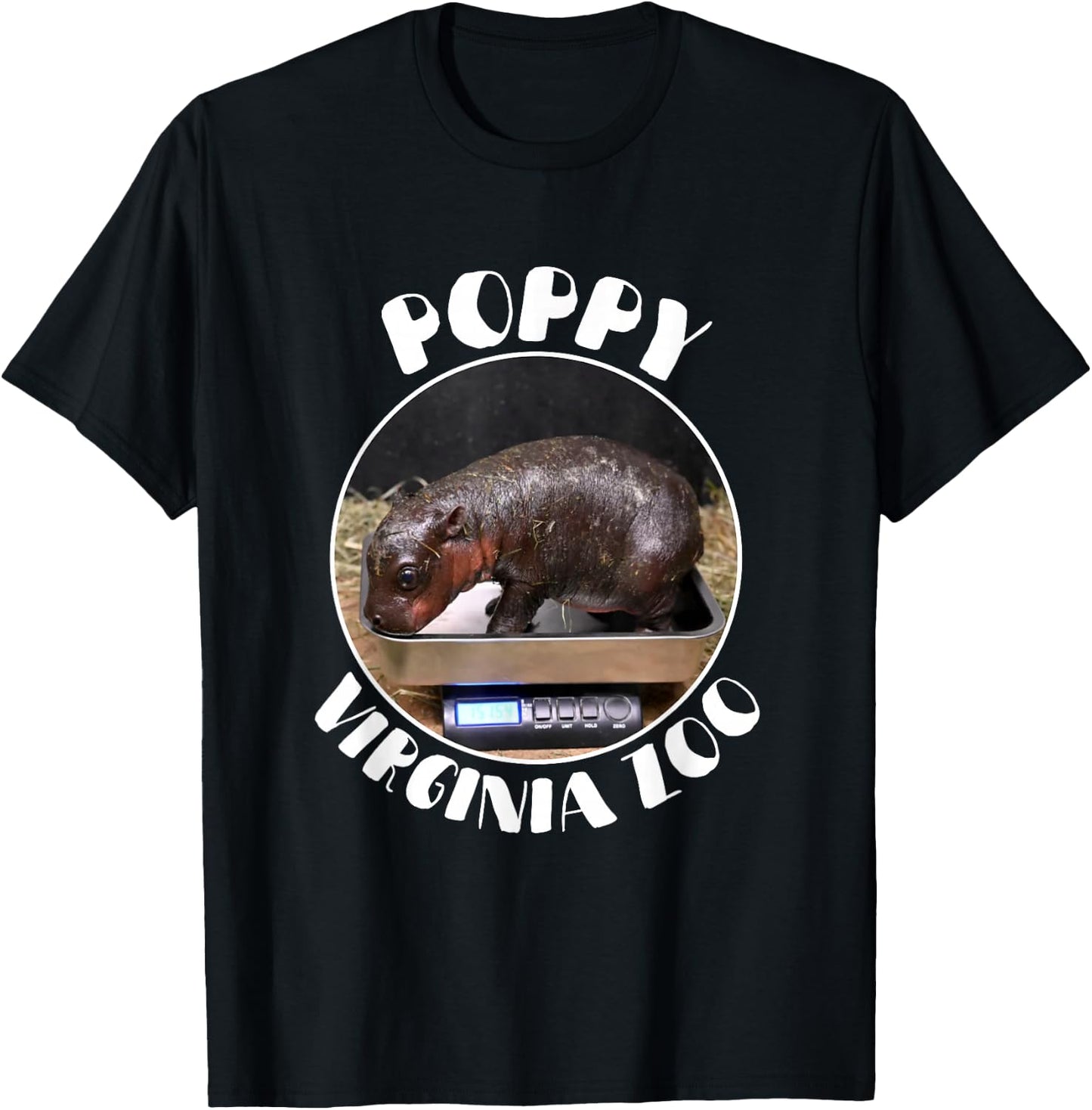 Poppy Virginia Zoo Pygmy - The Cute Baby Hippo T-Shirt - T-Shirt | Black
