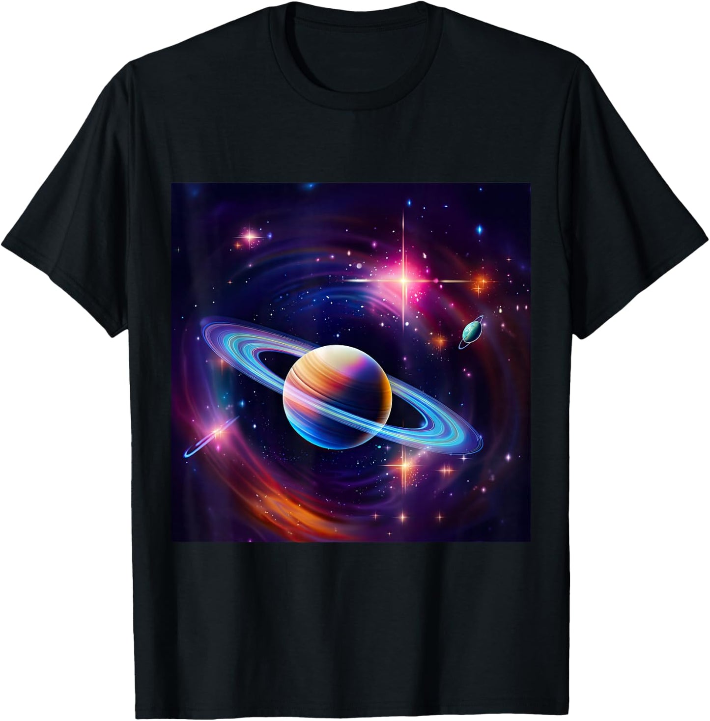 Saturn Planet Galaxy Nebula Space T-Shirt - T-Shirt | Black