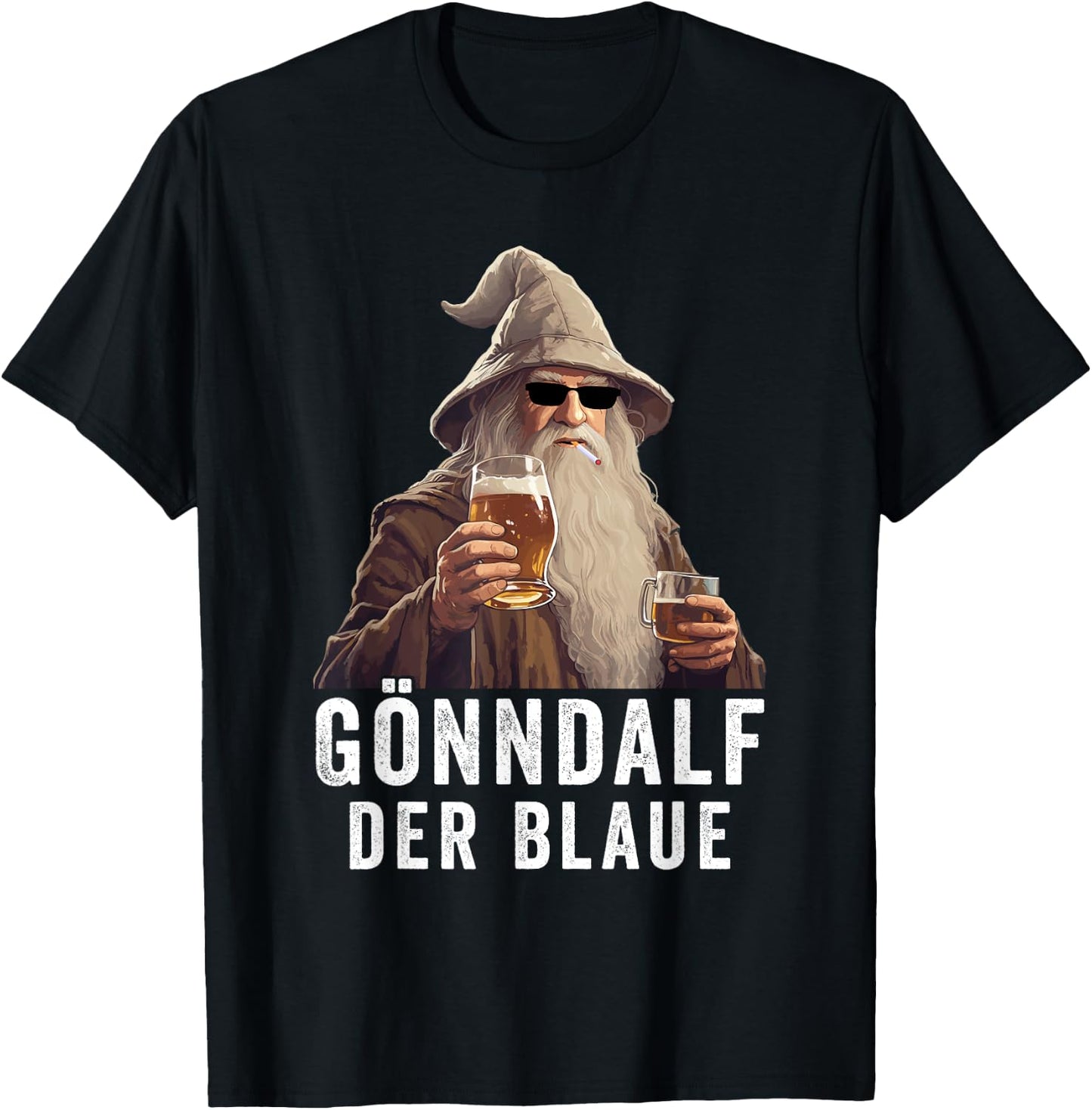 Gönndalf der blaue Bierdrinker Saufen Beer , black T-Shirt - T-Shirt | Black