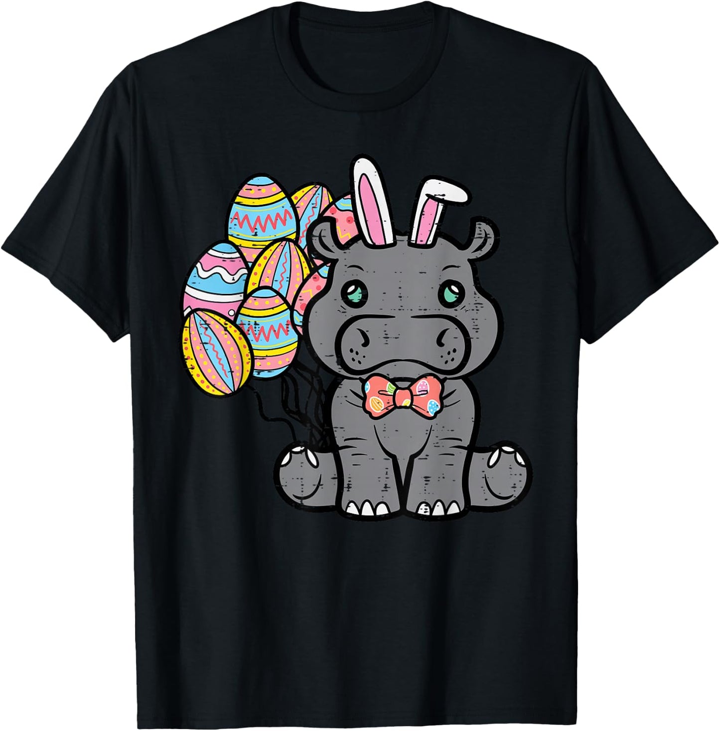 Easter Hippo Bunny Eggs Hippopotamus Girls Boys Kids Women T-Shirt - T-Shirt | Black