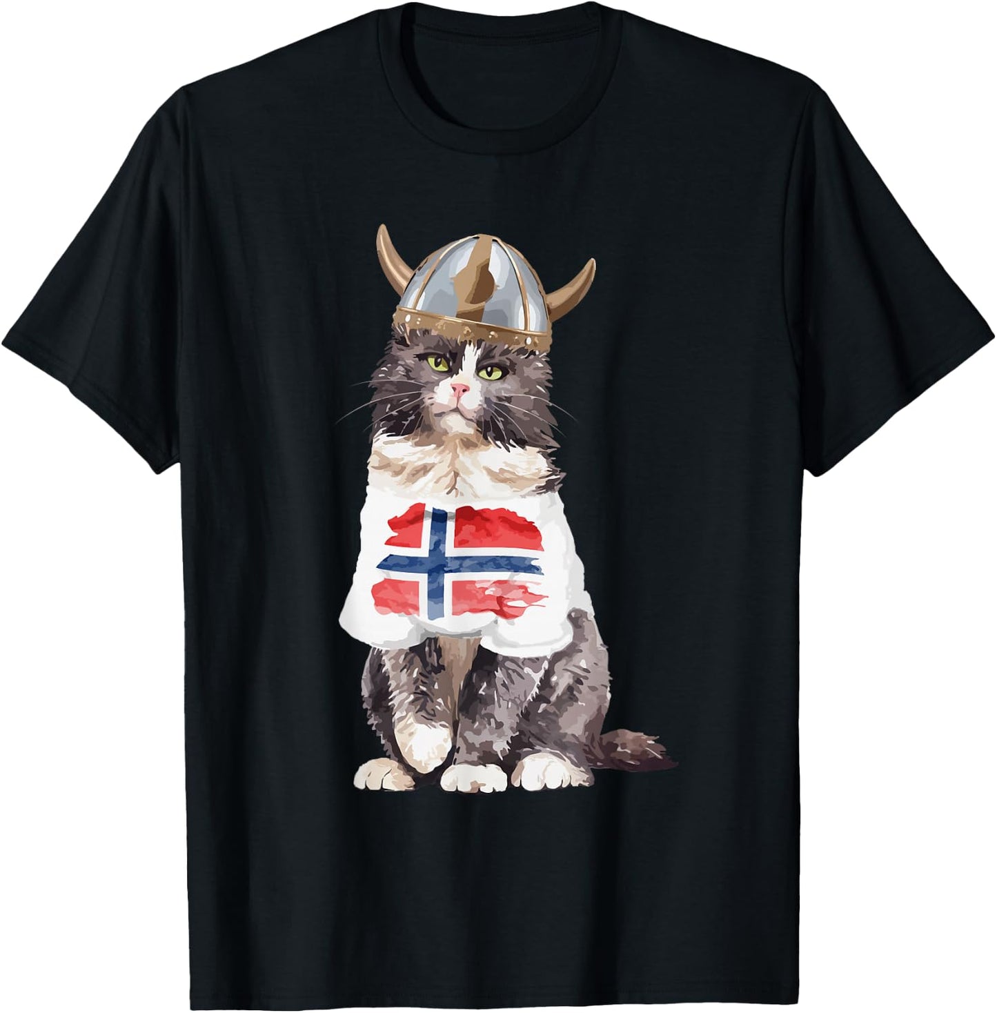 Norwegian Forest Cat Norway Flag T-Shirt - T-Shirt | Black