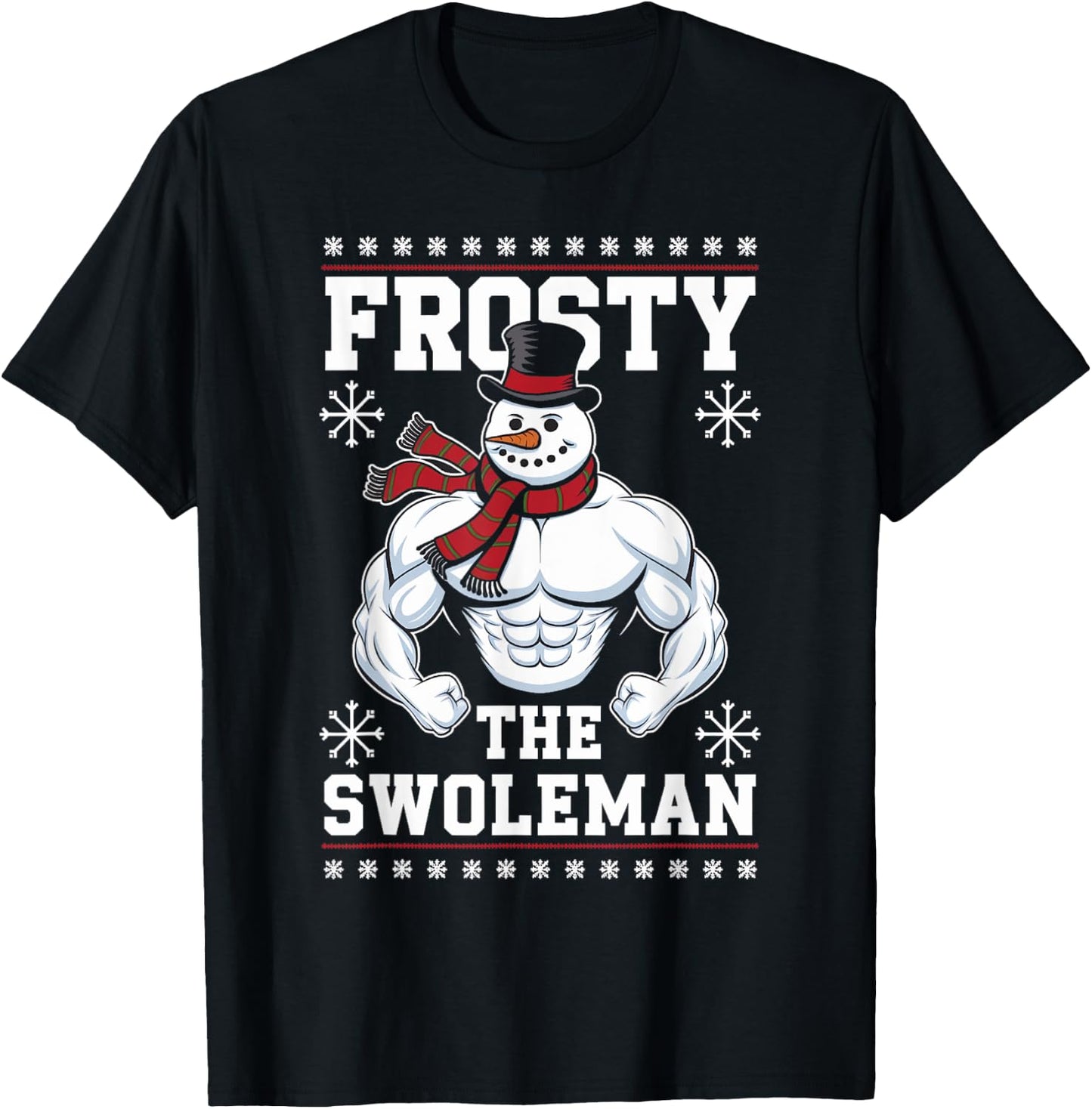 Frosty the Swoleman Christmas Gym Humor T-Shirt - T-Shirt | Black