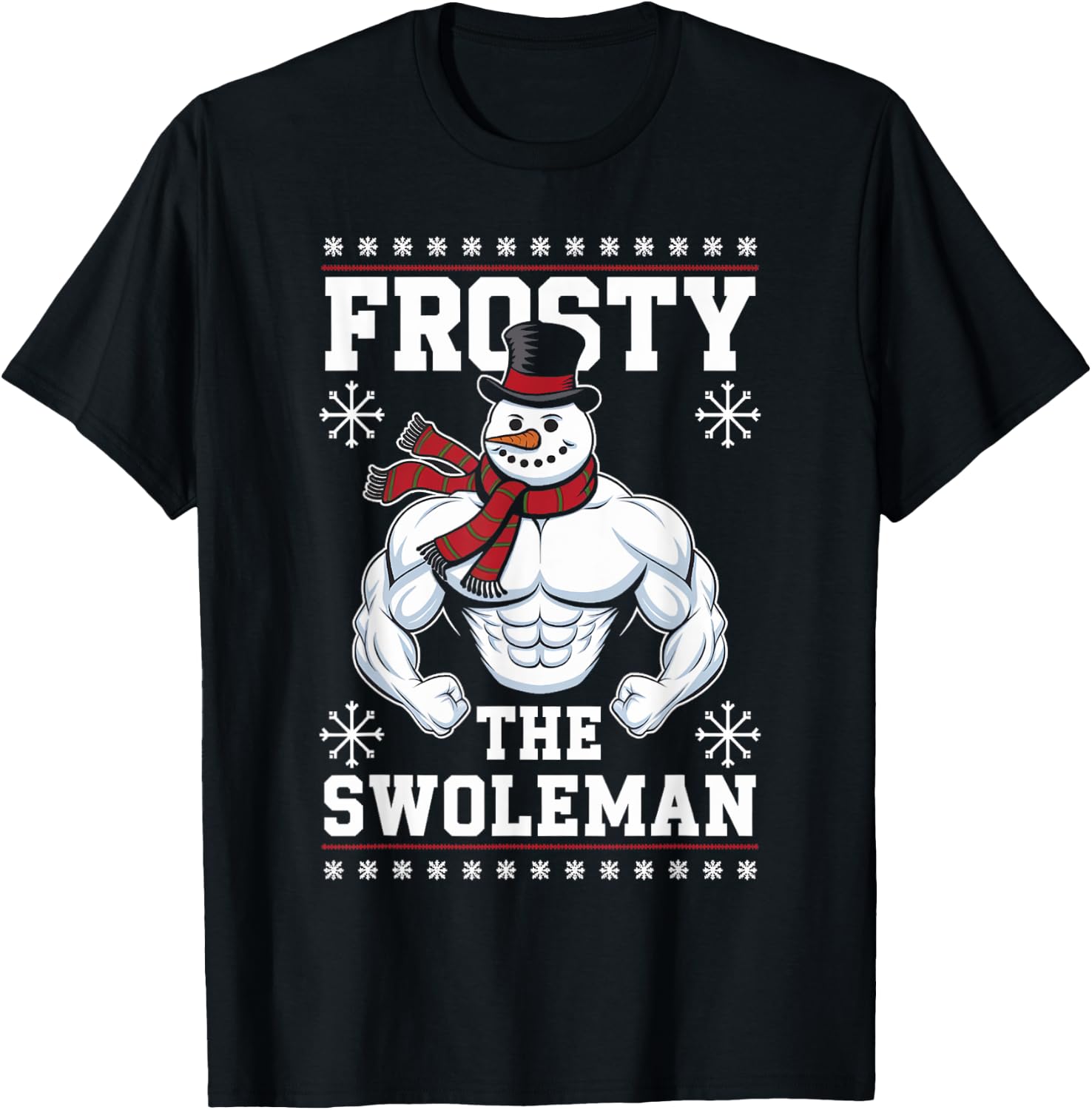Frosty the Swoleman Christmas Gym Humor T-Shirt - T-Shirt | Black