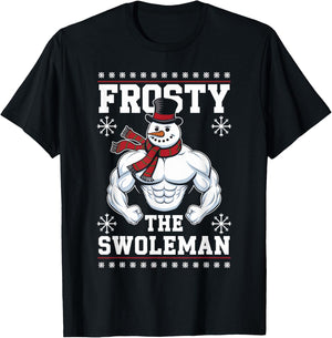 Frosty the Swoleman Christmas Gym Humor T-Shirt - T-Shirt | Black