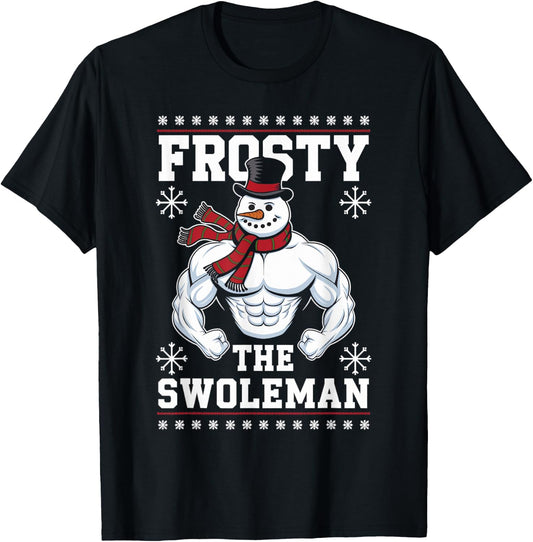 Frosty the Swoleman Christmas Gym Humor T-Shirt - T-Shirt | Black