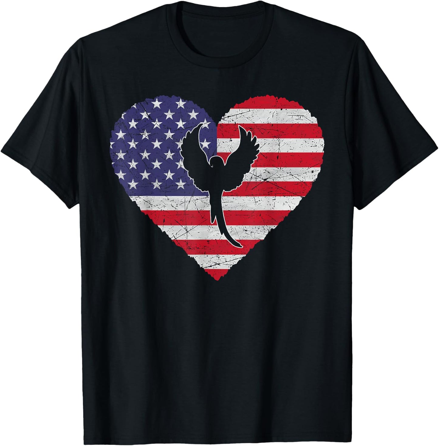 4th Of July Parrot American Flag Patriotic Kids Men T-Shirt - T-Shirt | Black