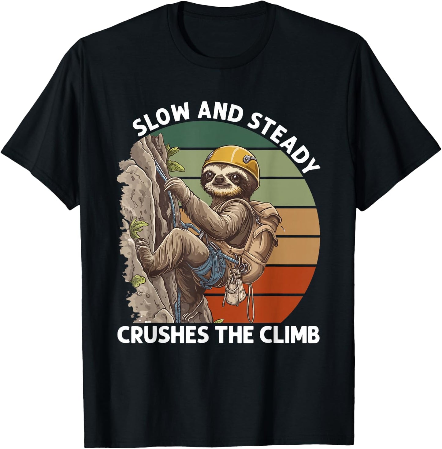 Bouldering Slow And Steady Sloth Rock Climbing T-Shirt - T-Shirt | Black