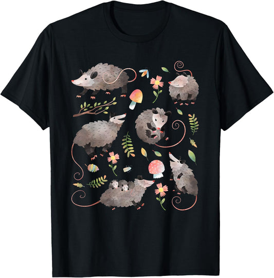 Possum Opossum Lover Owner Cottagecore Cute Kawaii Women Kid T-Shirt - T-Shirt | Black