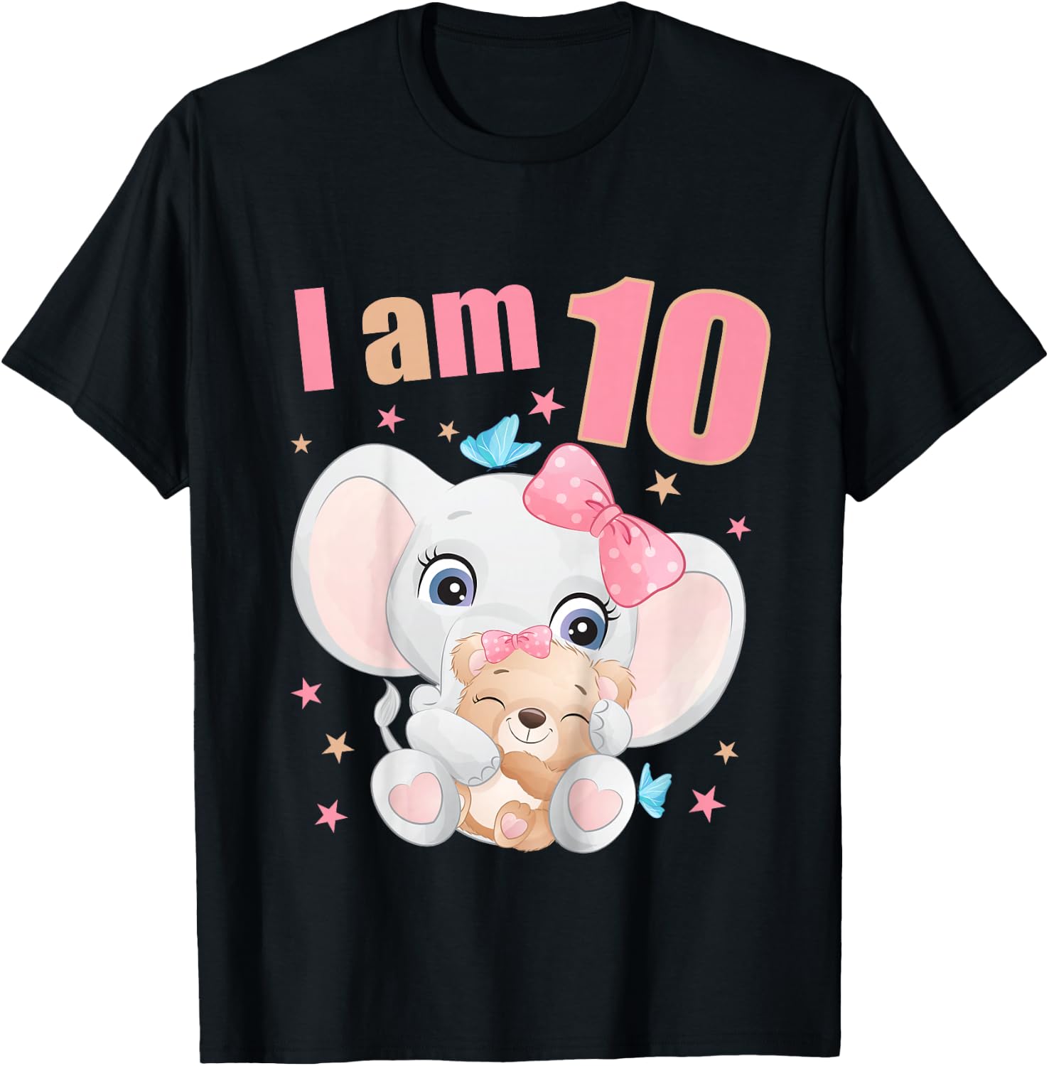 10 Years old 10 birthday outfit girl Elephant T-Shirt - T-Shirt | Black