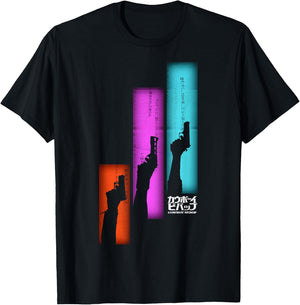 Cowboy Bebop Guns Up Silhouette Panel Poster T-Shirt - T-Shirt | Black