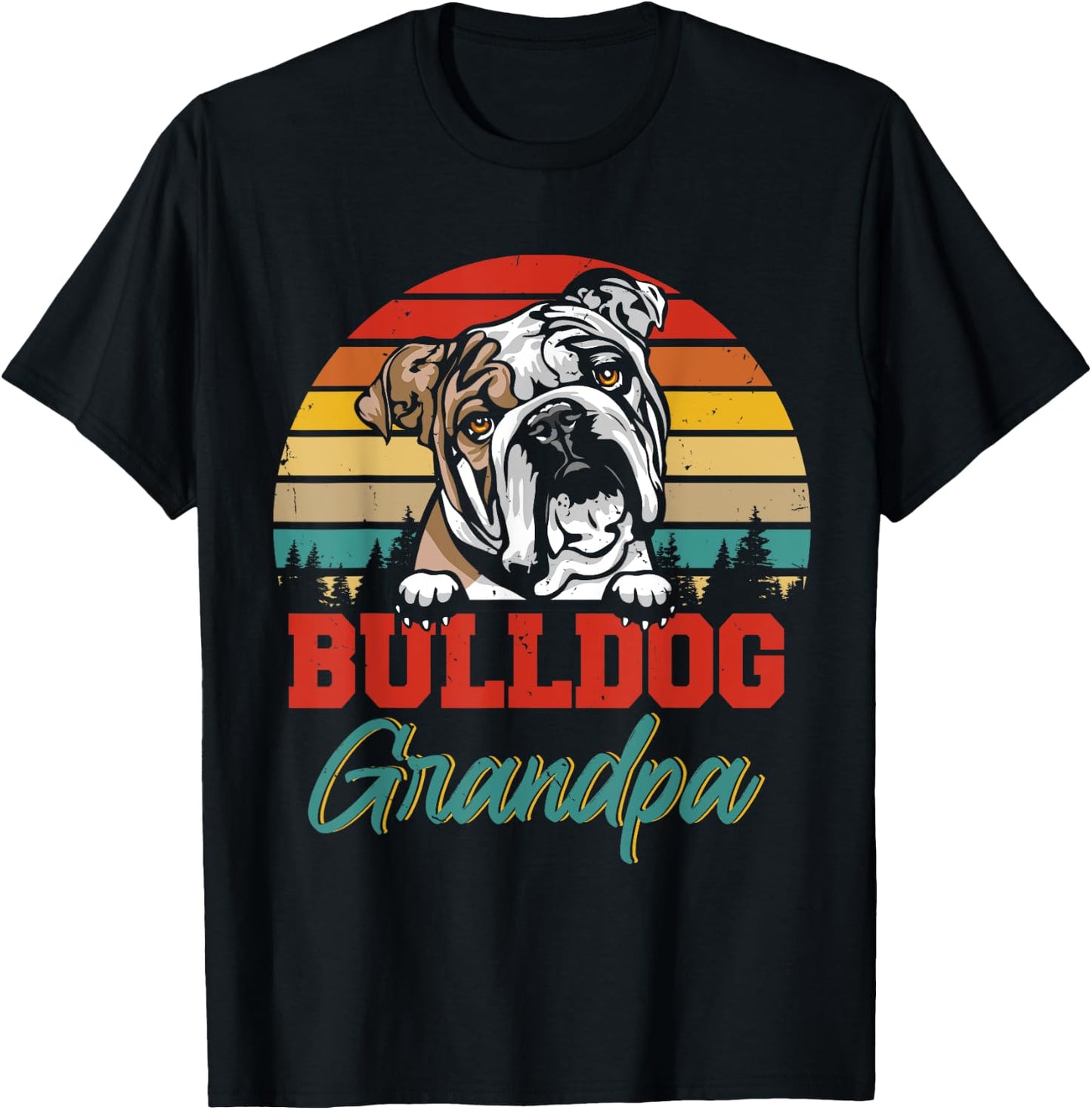 Vintage Retro Bulldog Grandpa Cool Father's Day Dog Lover Women T-Shirt - T-Shirt | Black
