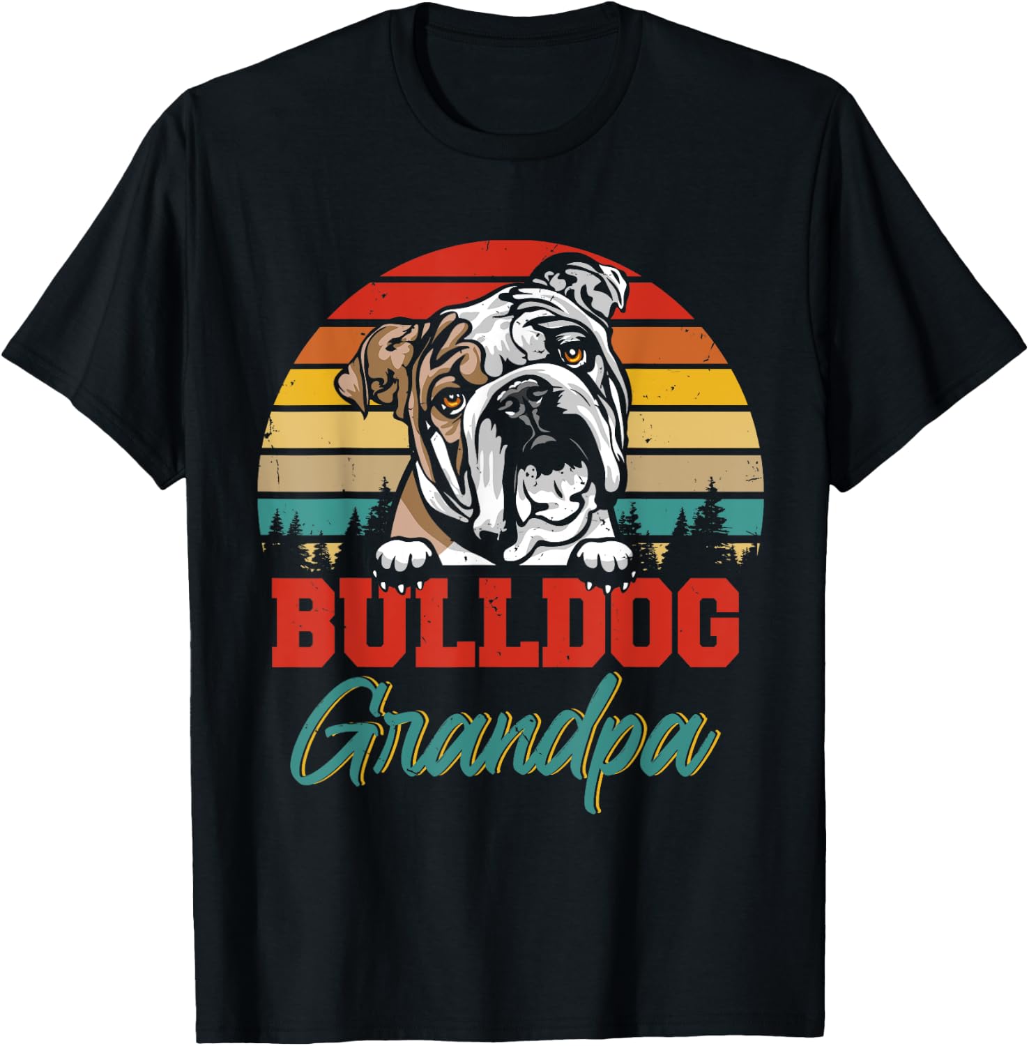 Vintage Retro Bulldog Grandpa Cool Father's Day Dog Lover Women T-Shirt - T-Shirt | Black