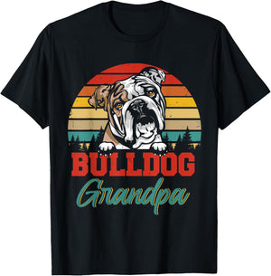 Vintage Retro Bulldog Grandpa Cool Father's Day Dog Lover Women T-Shirt - T-Shirt | Black