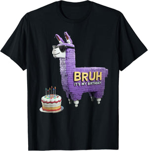 Bruh Its My Birthday Llama Pinata Boy Girl Family Party Bday T-Shirt - T-Shirt | Black