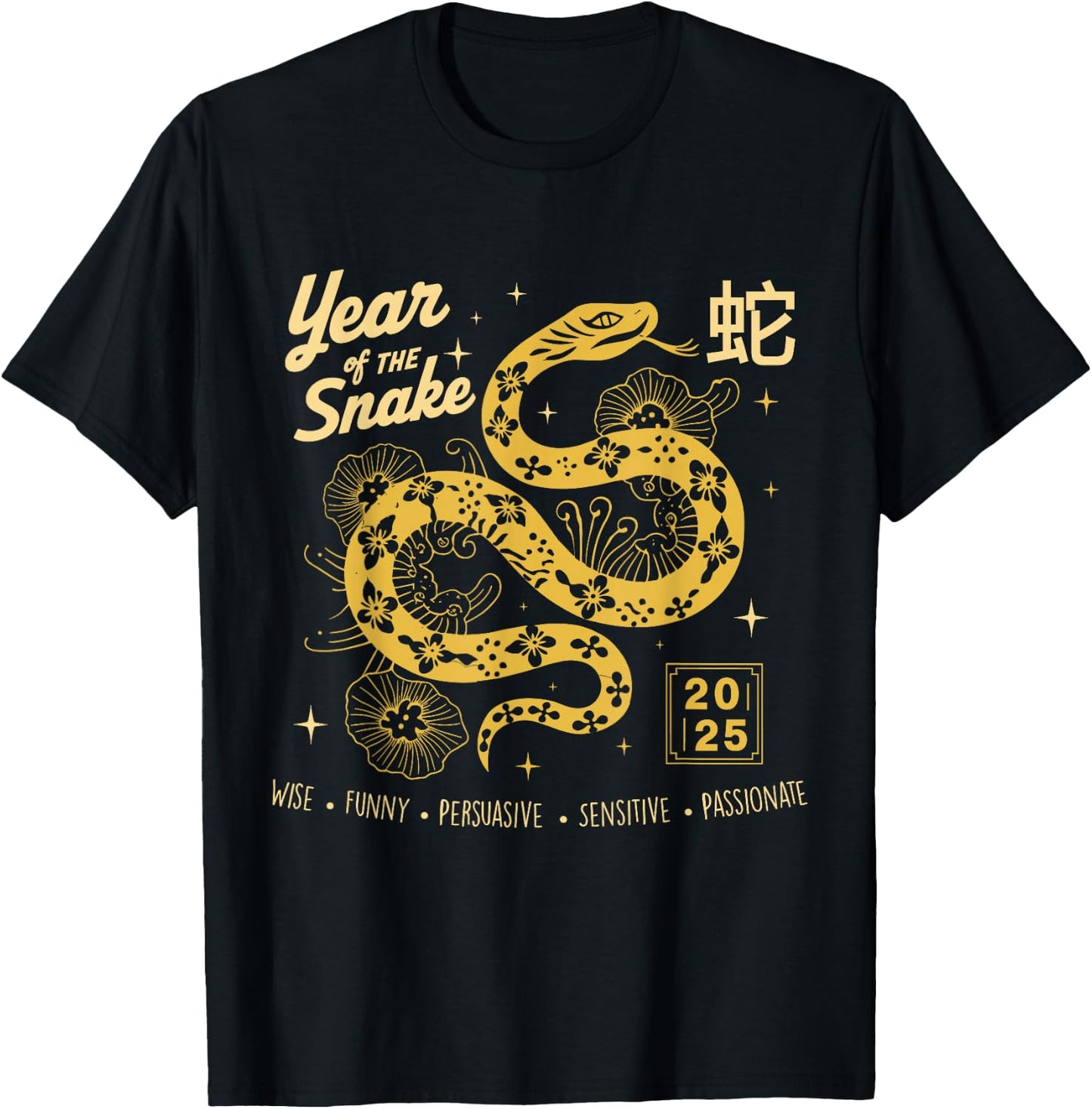 Happy Lunar Chinese New Year Of The Snake 2025 Zodiac Women T-Shirt - T-Shirt | Black