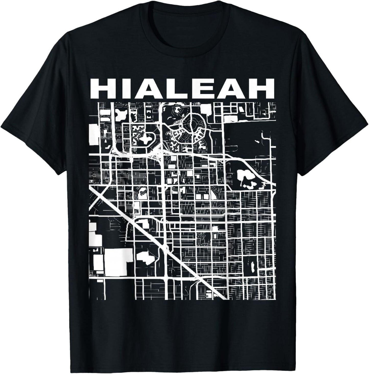 Florida Souvenir Hialeah City Street Map T-Shirt - T-Shirt | Black