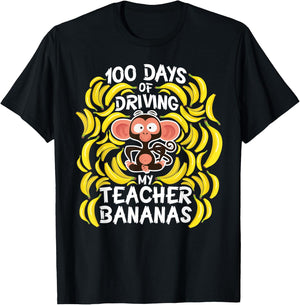 100th Day Of School Teacher Banana Monkey Pun T-Shirt - T-Shirt | Black