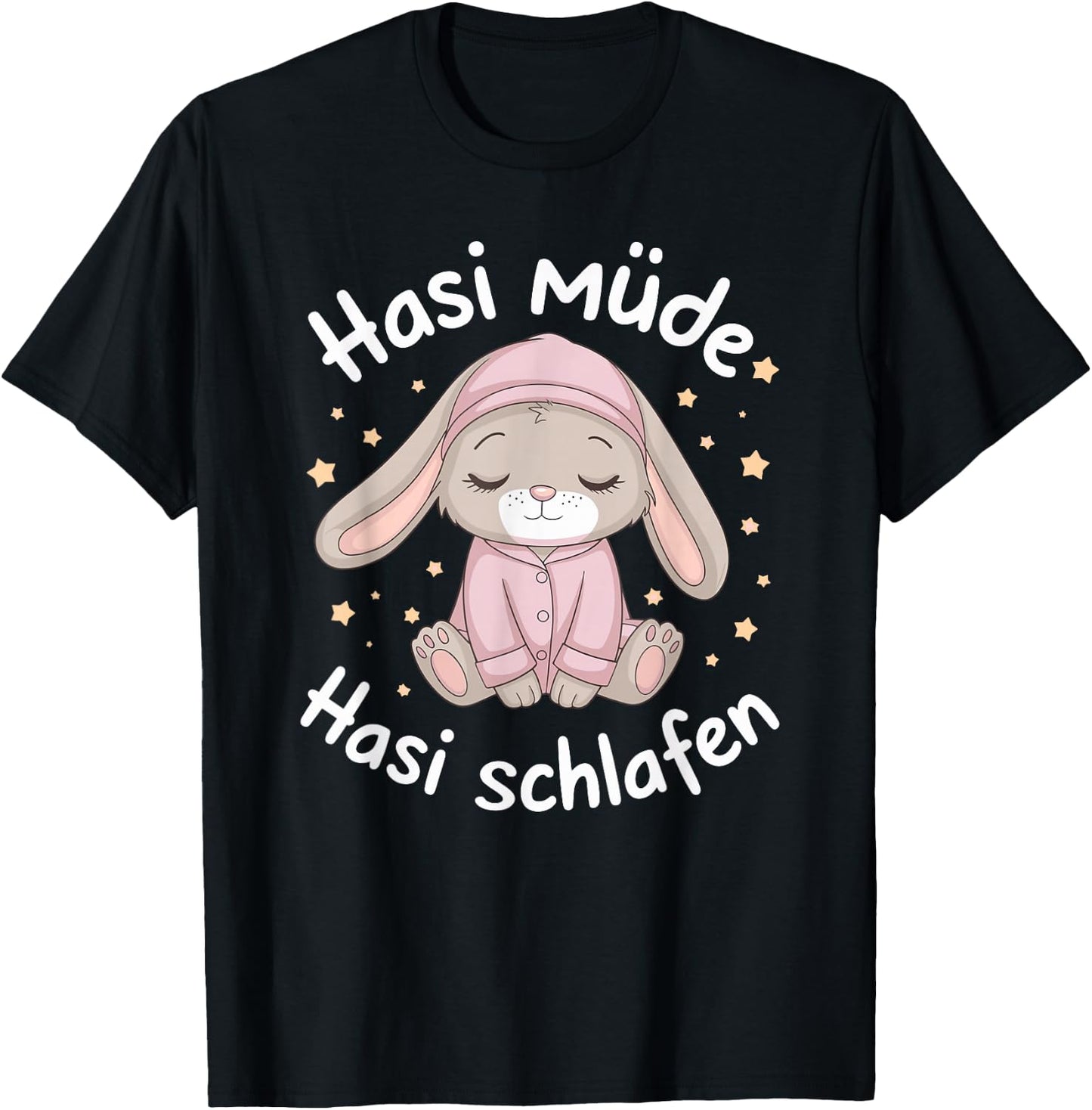 Hasi Tired Hasi Sleeping Shirt Rabbit Bunny , black T-Shirt - T-Shirt | Black