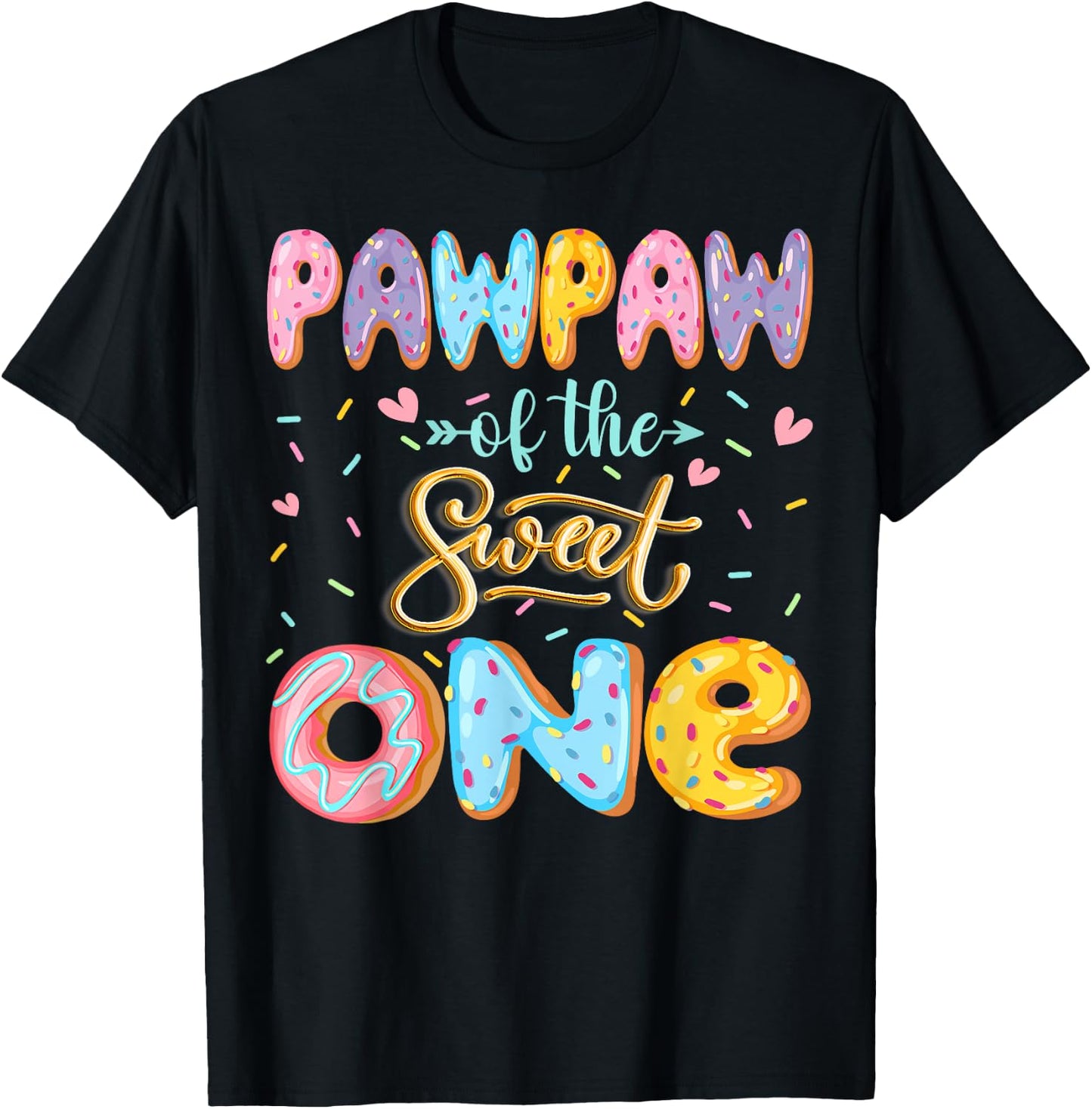 Pawpaw Of The Sweet One 1St Birthday Girl Donut Lover T-Shirt - T-Shirt | Black