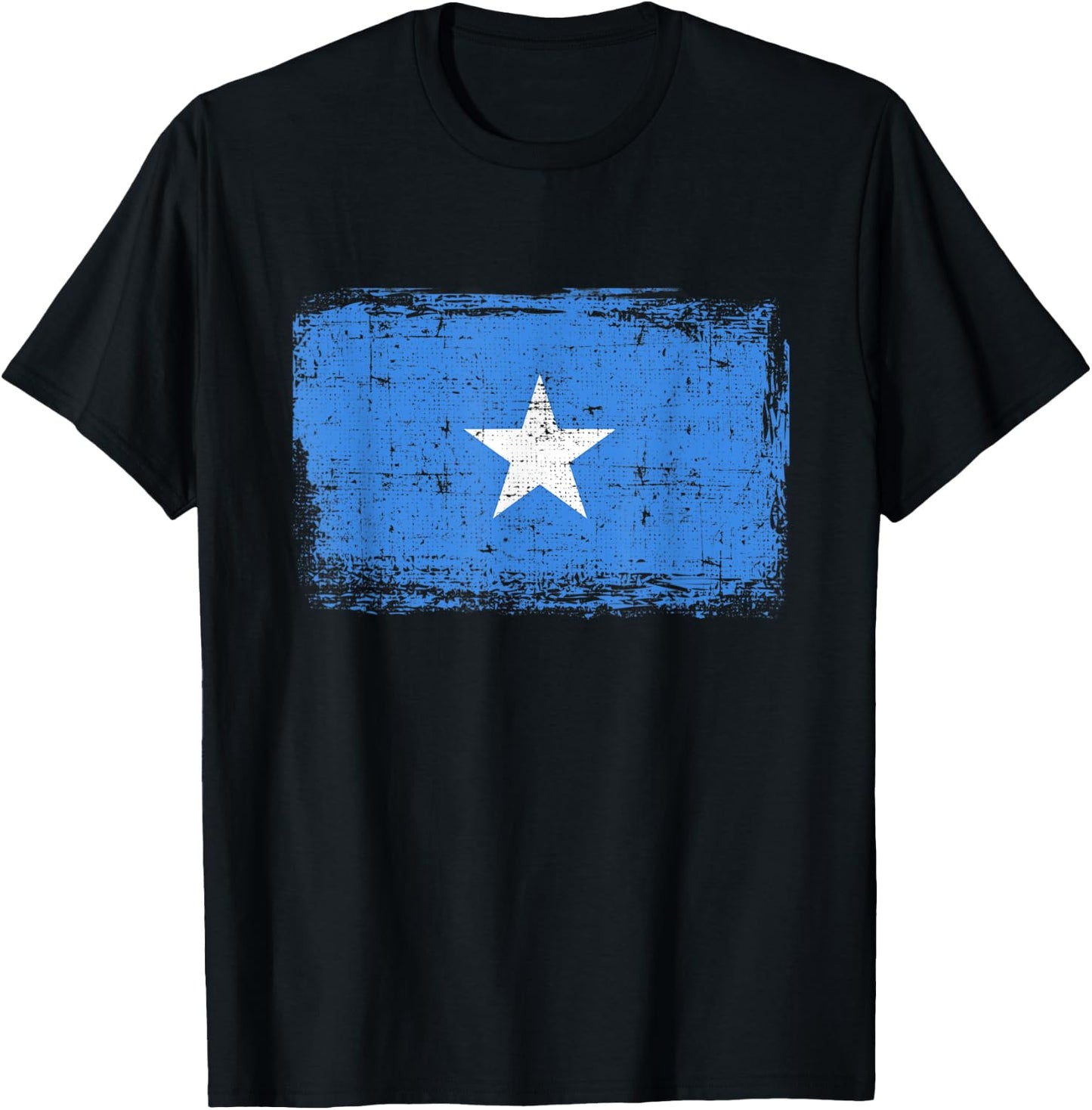 Somalia Flag T Shirt Distressed Vintage T-Shirt - T-Shirt | Black