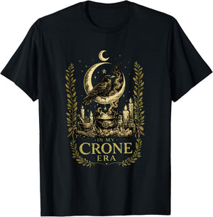 in My Crone Era Witchy Spiritual Gothic Raven Graphic T-Shirt - T-Shirt | Black