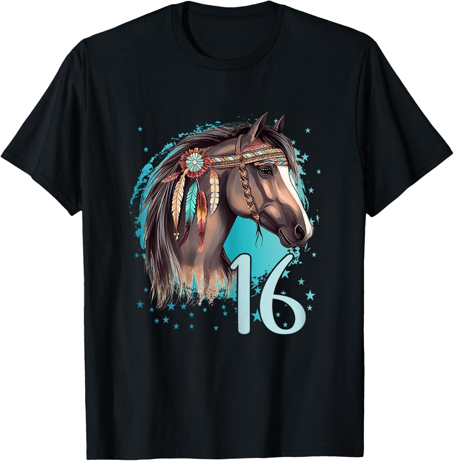 16th Birthday Horse Girl sixteen I Am 16 Birthday Girl T-Shirt - T-Shirt | Black