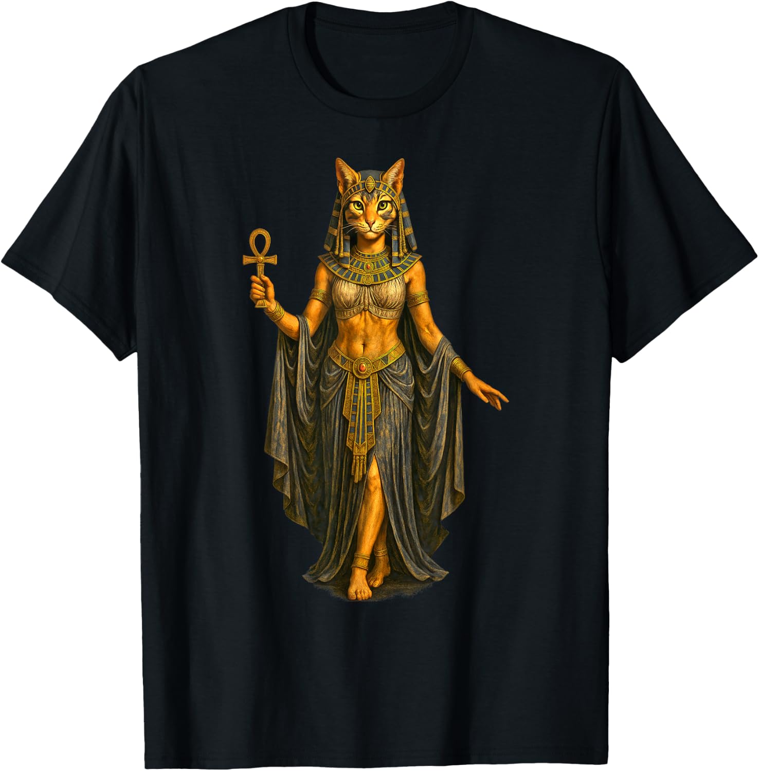Bastet Egyptian Cat Feline Goddess T-Shirt - T-Shirt | Black