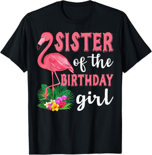 Sister Of The Birthday Girl Flamingo Family Birthday Party T-Shirt - T-Shirt | Black