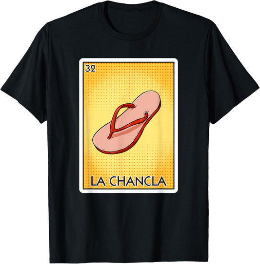 La Chancla Flip Flop Card Mexican Lottery Card La Chancla T-Shirt - T-Shirt | Black