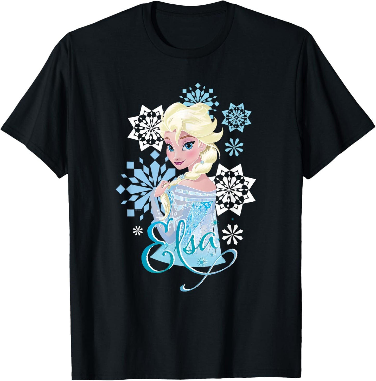 Frozen Elsa Snowflakes T-Shirt - T-Shirt | Black
