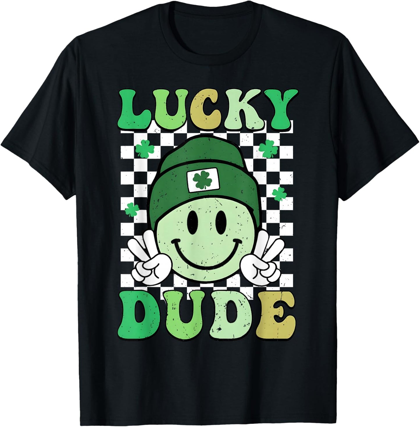 Lucky Dude St Patrick's Day Sunglasses With Lucky Shamrock T-Shirt - T-Shirt | Black
