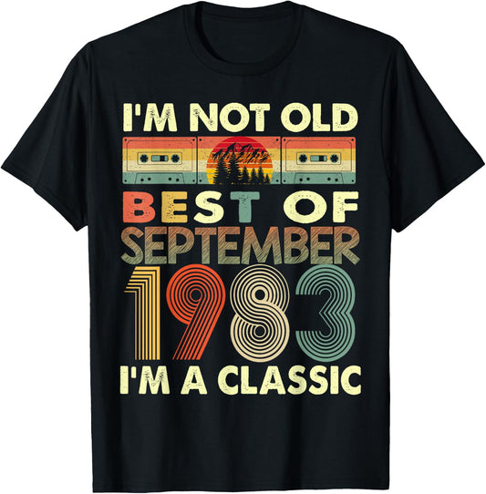 September I'm A Classic Vintage 1983 40th Birthday Gifts T-Shirt - T-Shirt | Black