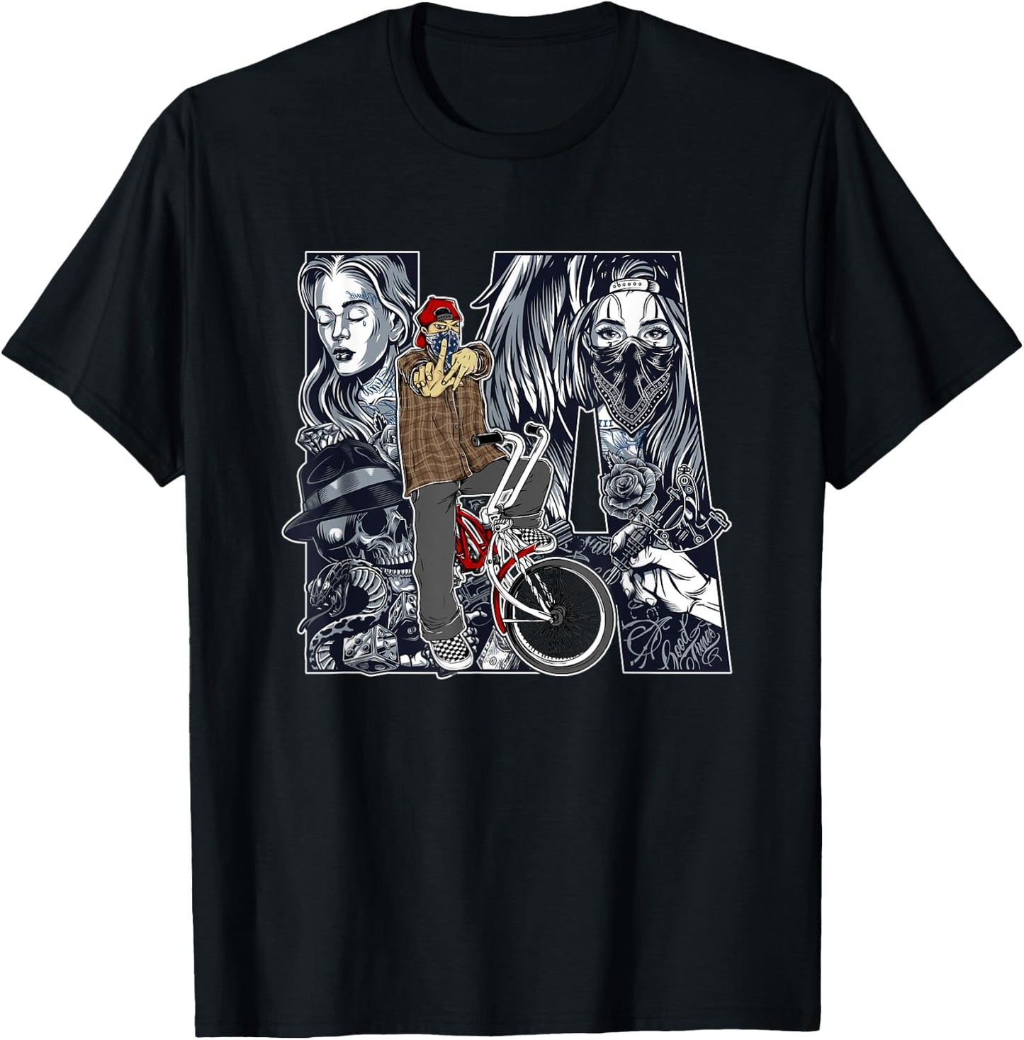 Lowrider Bike, LA Chicano Cholo, Los Angeles Lowrider T-Shirt - T-Shirt | Black