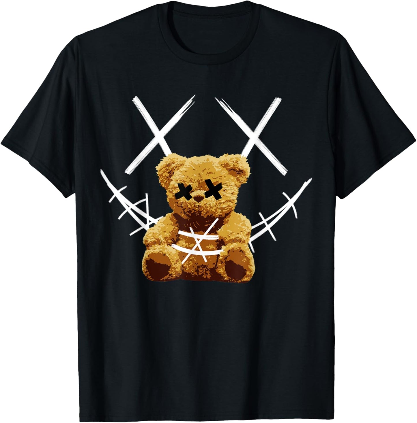 Niedlicher großer Regenbogen-Teddybär mit Stacheldraht-Gesicht T-Shirt - T-Shirt | Black