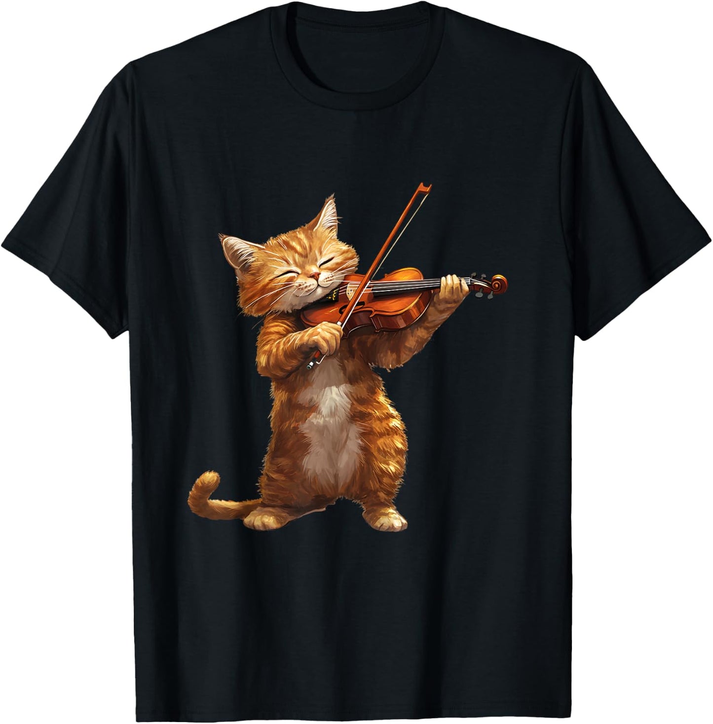 Funny Cat playing Violin for Cat and Violins lovers Music T-Shirt - T-Shirt | Black