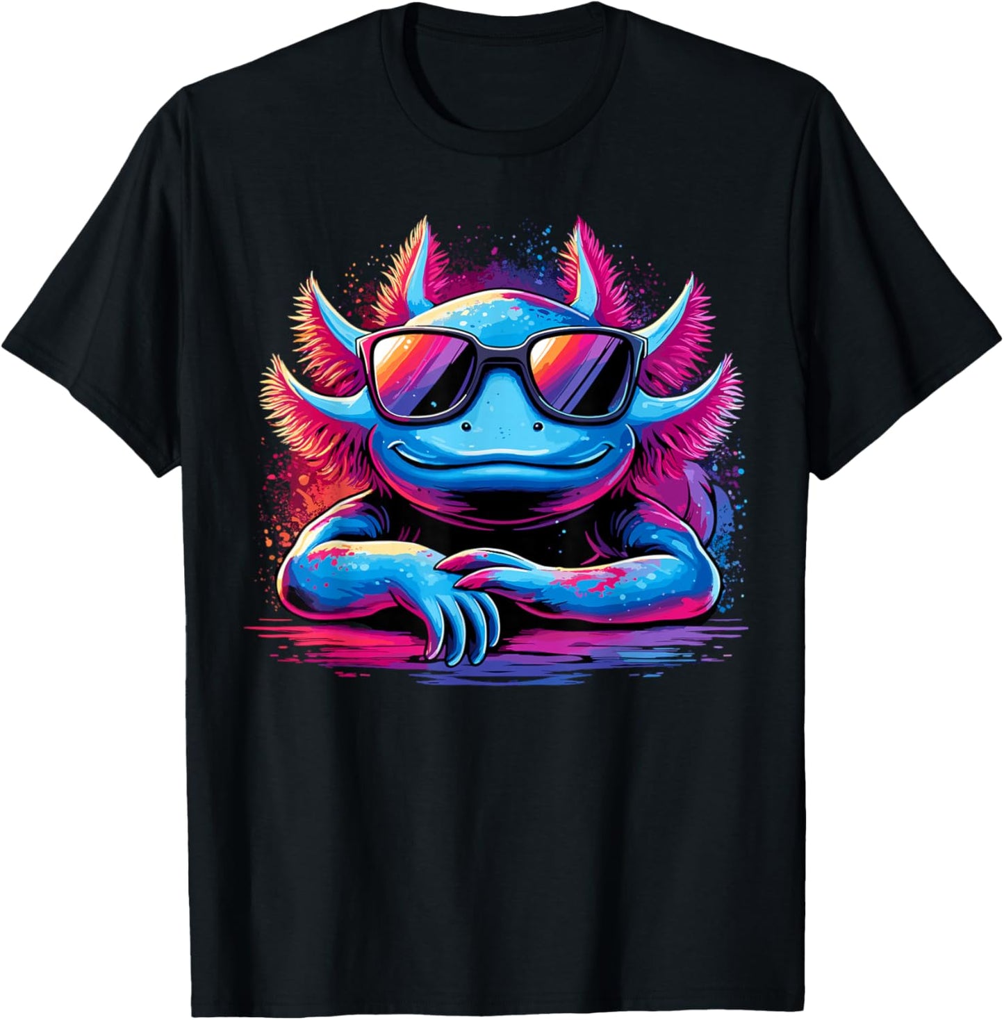 Axolotl Colorful Anime Cute Kawaii Axolotl T-Shirt - T-Shirt | Black