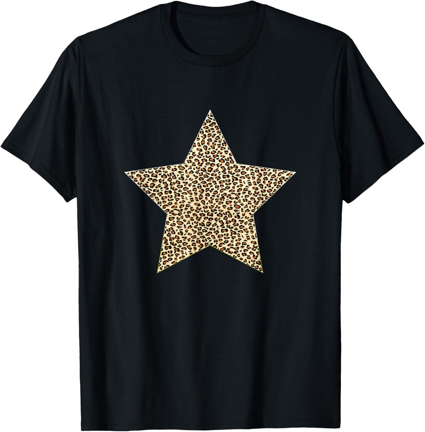 Star Shape - Cute Cheetah Leopard Print Graphic T-Shirt - T-Shirt | Black
