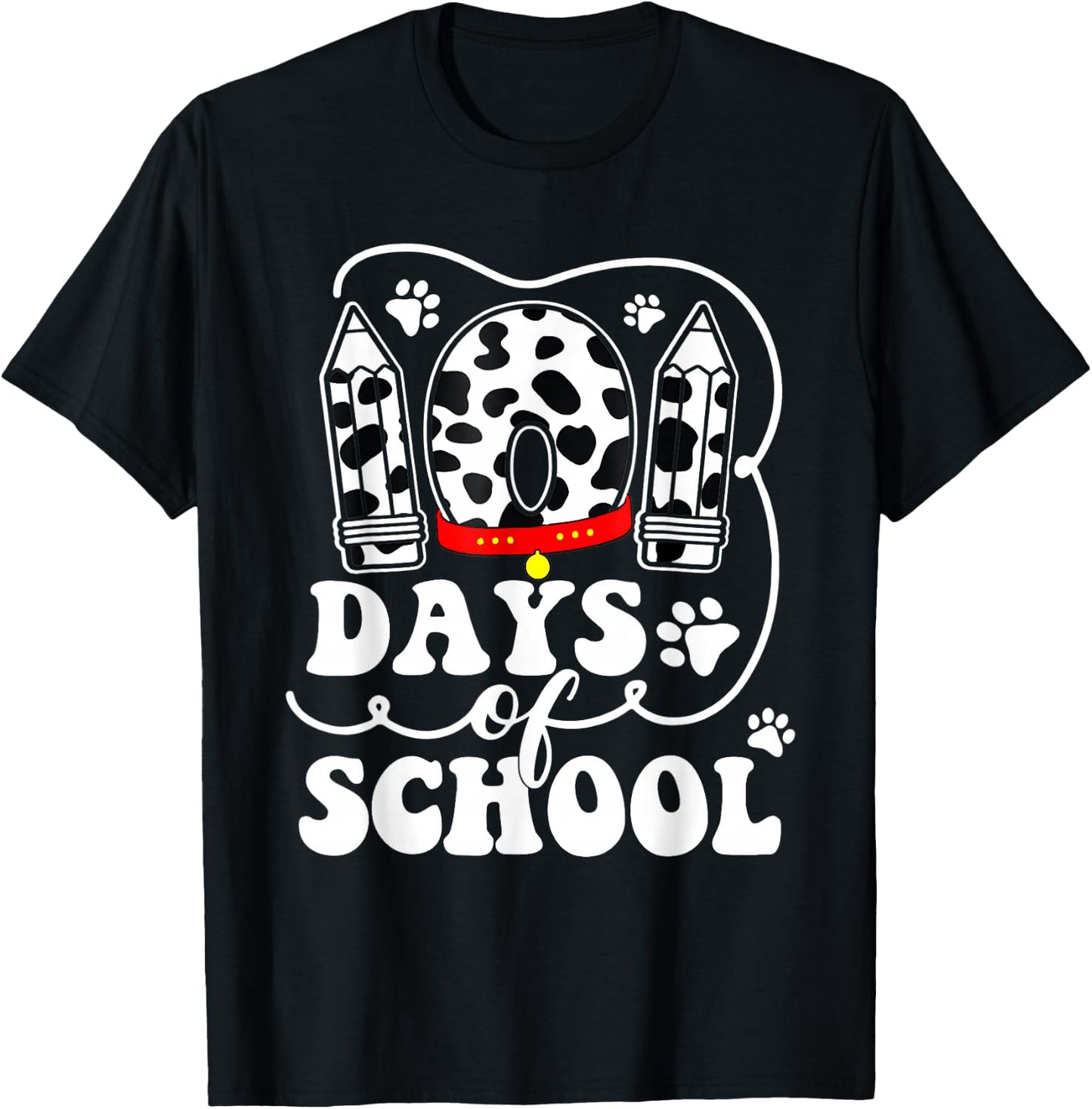 Happy 101 Days School Cute Dog Lover 100 Days Student Kids T-Shirt - T-Shirt | Black