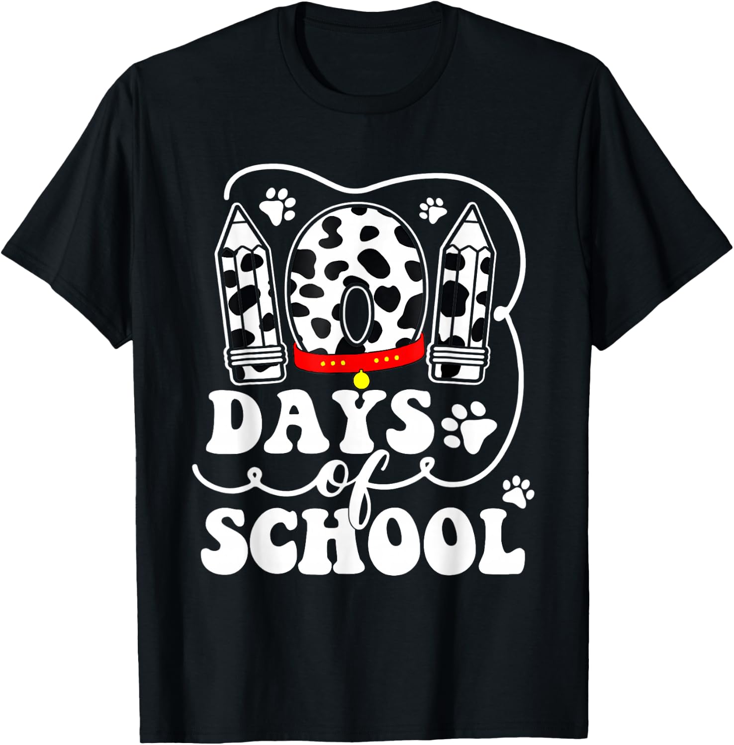 Happy 101 Days School Cute Dog Lover 100 Days Student Kids T-Shirt - T-Shirt | Black