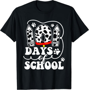 Happy 101 Days School Cute Dog Lover 100 Days Student Kids T-Shirt - T-Shirt | Black
