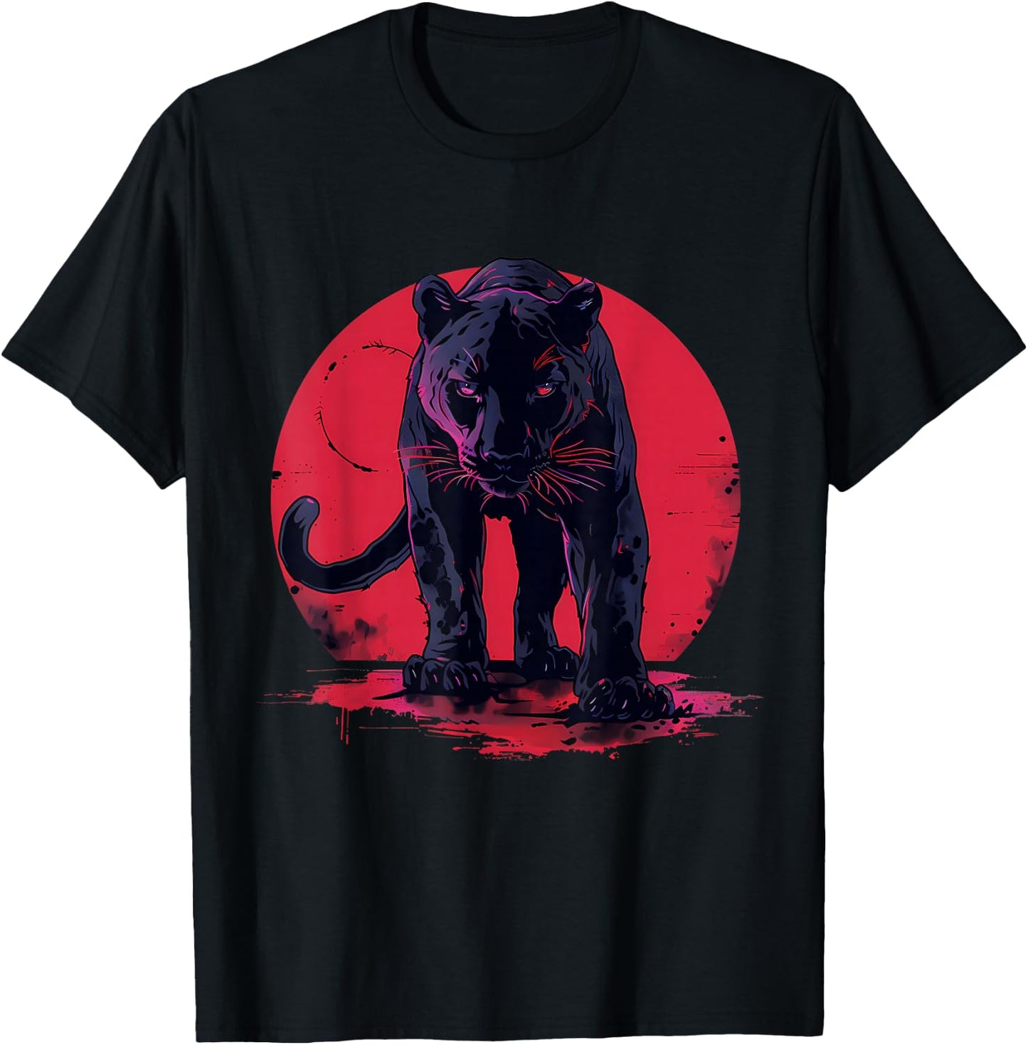 Panther Animal Art Splash Wildlife Motif Panther Lover T-Shirt - T-Shirt | Black