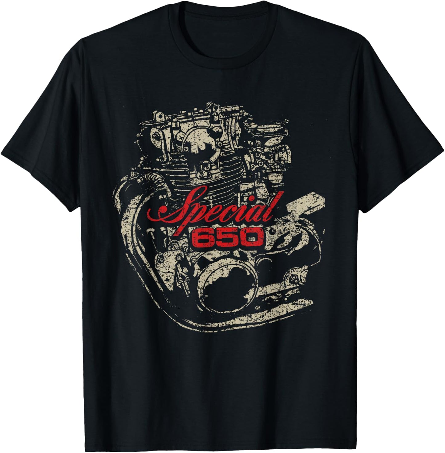 XS650 Special Engine Distressed Retro Design T-Shirt - T-Shirt | Black