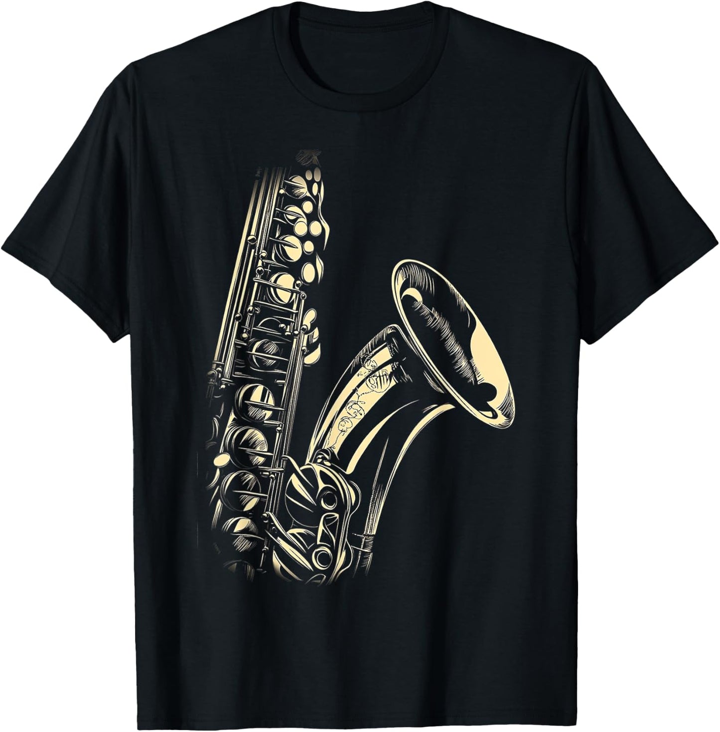 Saxophone Music Instrument Motif Illustration Saxophone T-Shirt - T-Shirt | Black