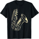 Saxophone Music Instrument Motif Illustration Saxophone T-Shirt - T-Shirt | Black
