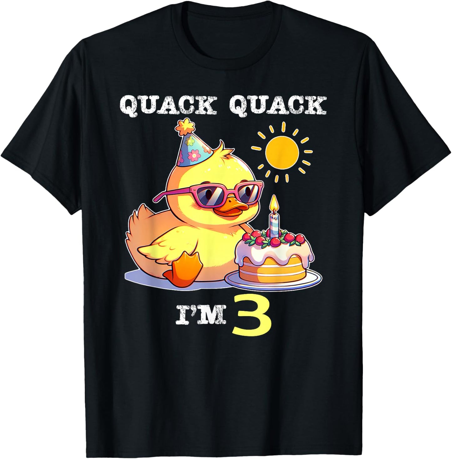 Kids 3rd Birthday Quack Im 3 Cute Duck Toddler Boy Girl T-Shirt - T-Shirt | Black