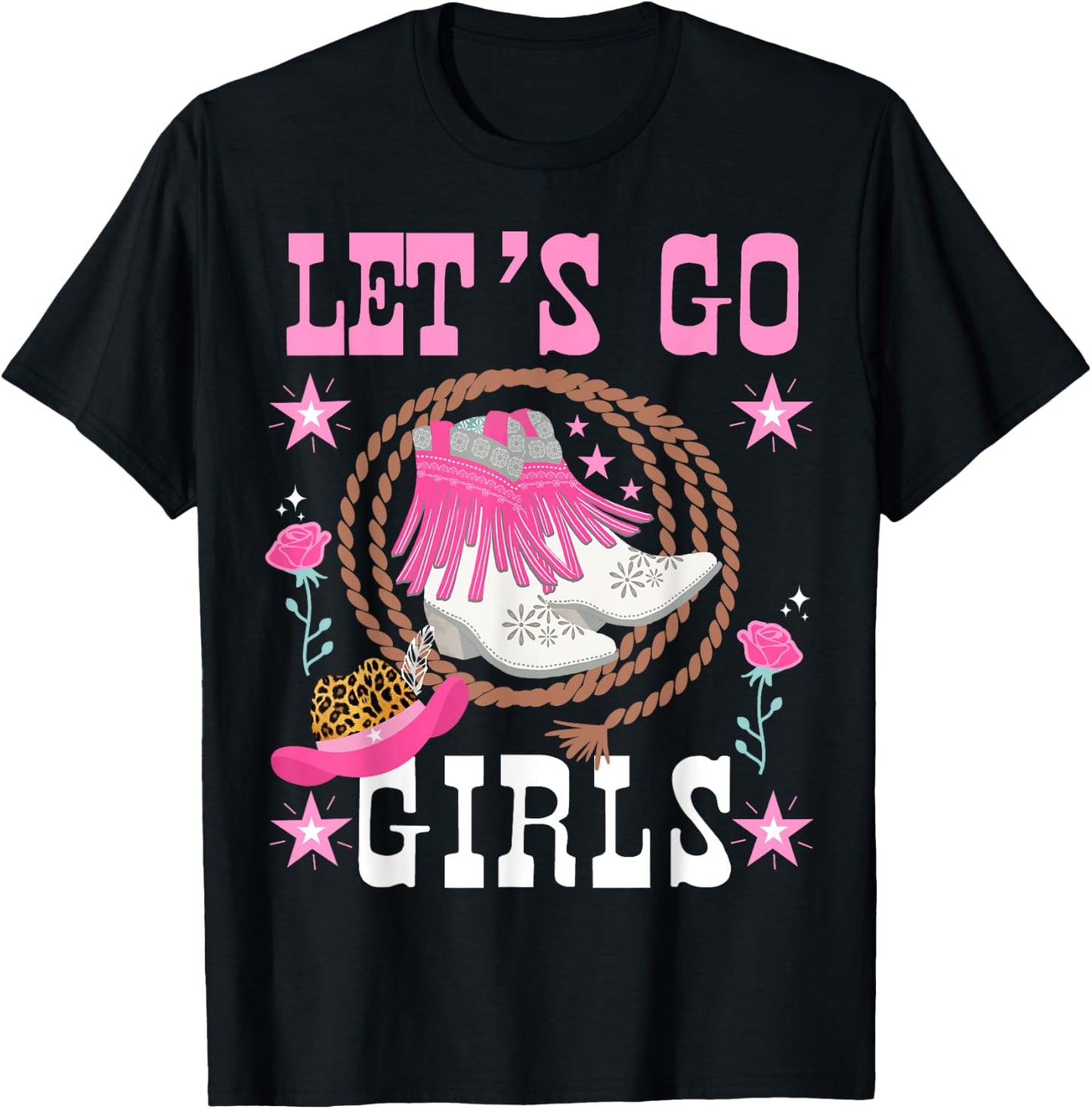 Western Cowgirls Country Western Rodeo Let's Go , Black, S T-Shirt - T-Shirt | Black