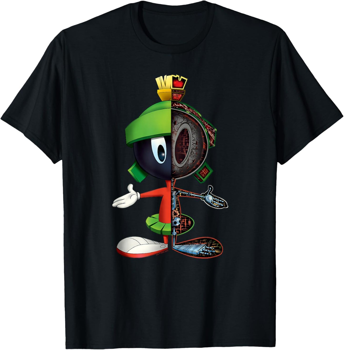 Looney Tunes Marvin Martian Half Skeleton T-Shirt - T-Shirt | Black