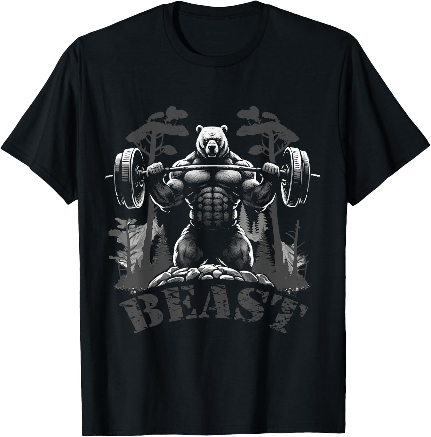 Gym Bodybuilding / Fitness Workout Beast Bear with Dumbbell , black T-Shirt - T-Shirt | Black